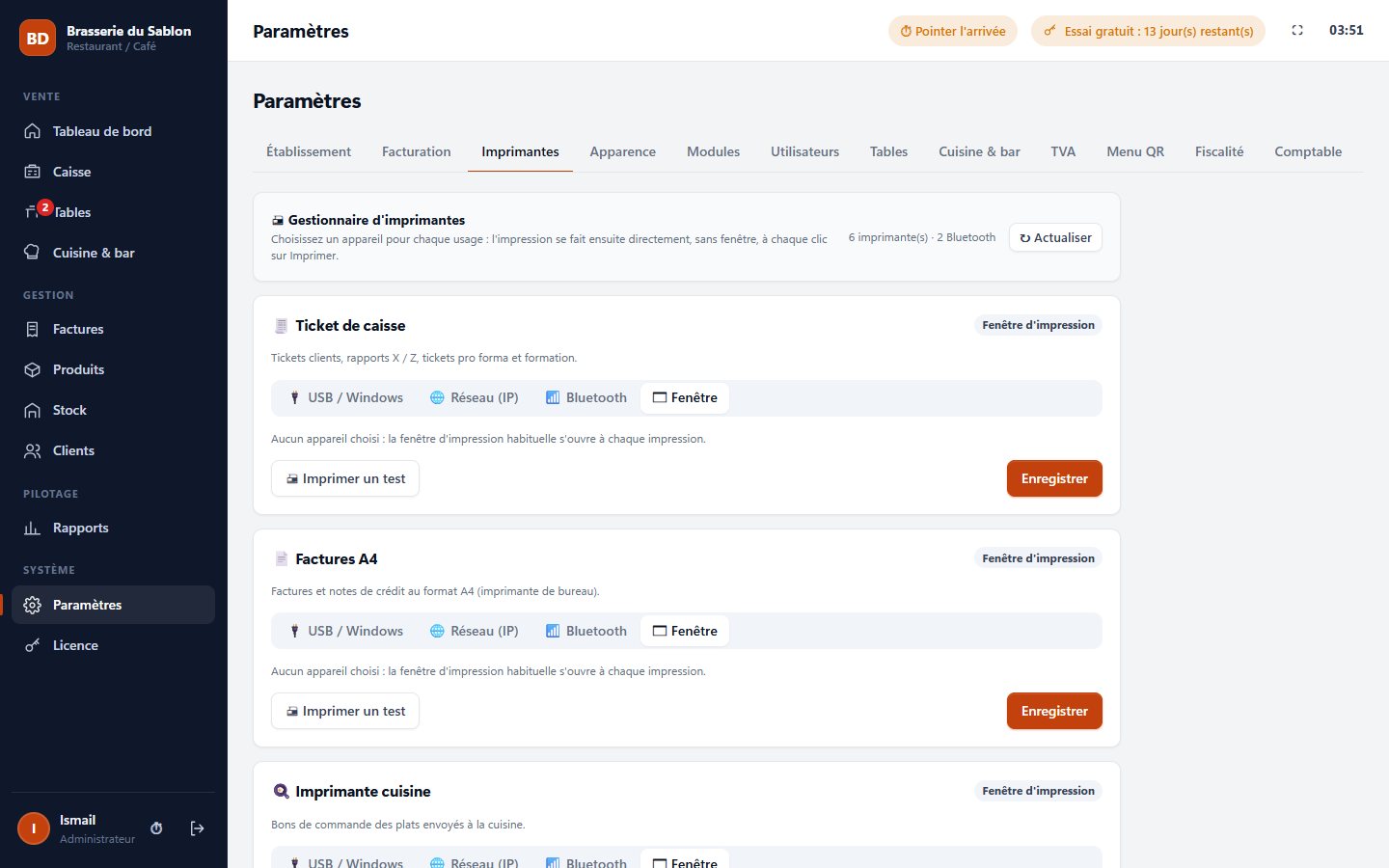 Gestionnaire d'imprimantes