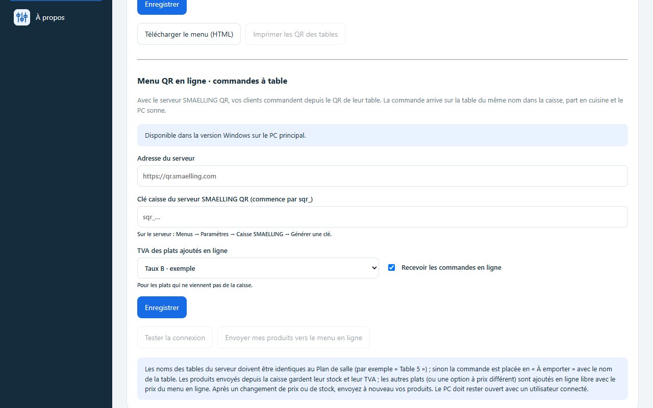 Menu QR en ligne : liaison avec le serveur QR
